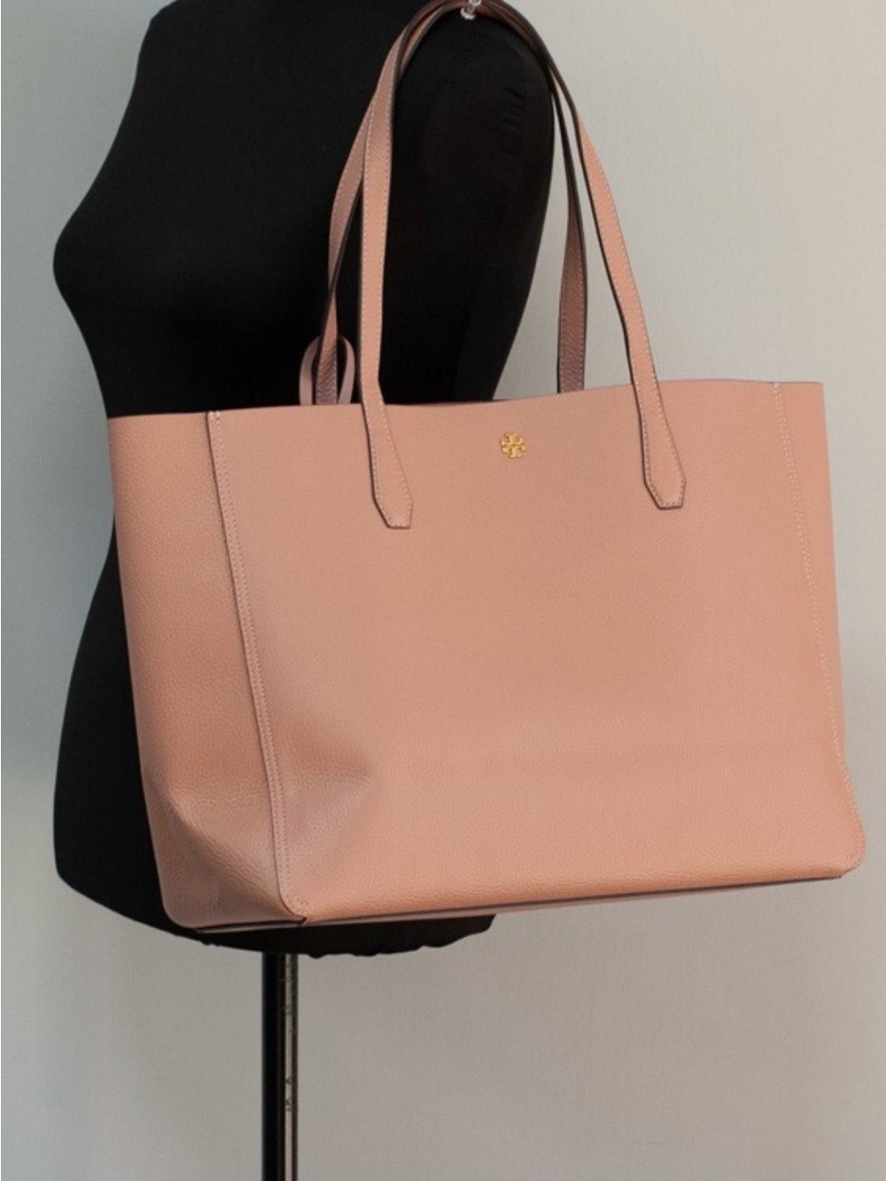 Tory Burch 85984 Blake Tote In Pink Moon Pebble Leather Bag & Zip Pouch - Picture 3 of 9